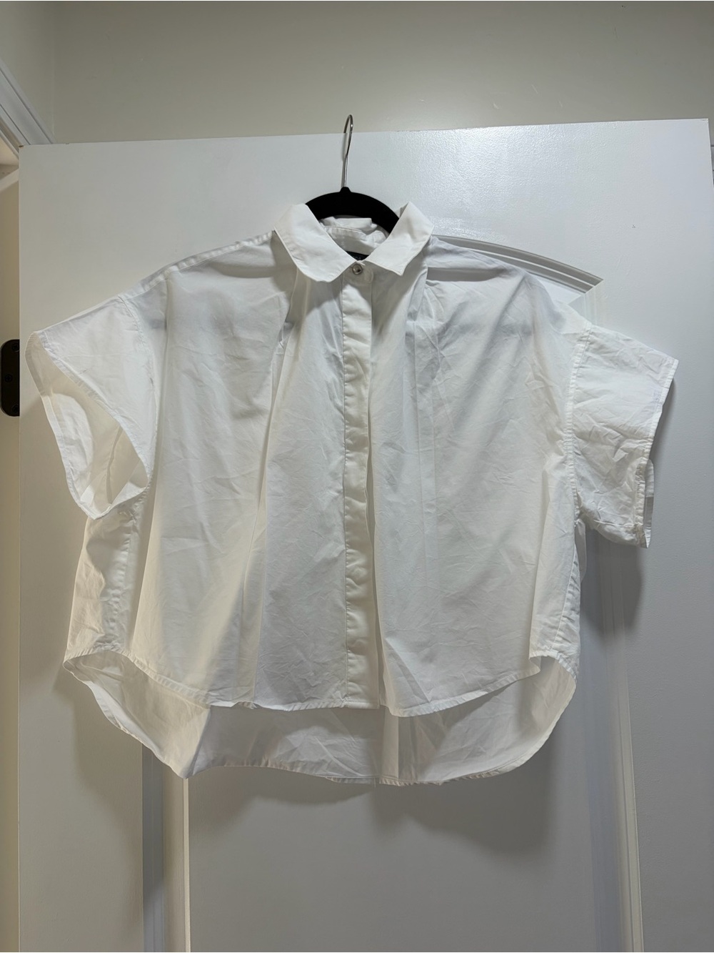 Rag & Bone Maura White Short Sleeve Cotton Poplin Cropped Shirt Size XS
